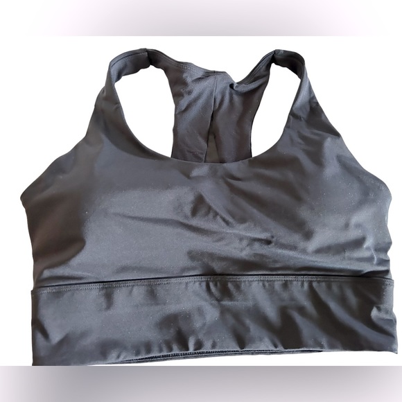Black long line racerback with mesh V yoga sports athletic bra size large NWOT - Picture 1 of 5